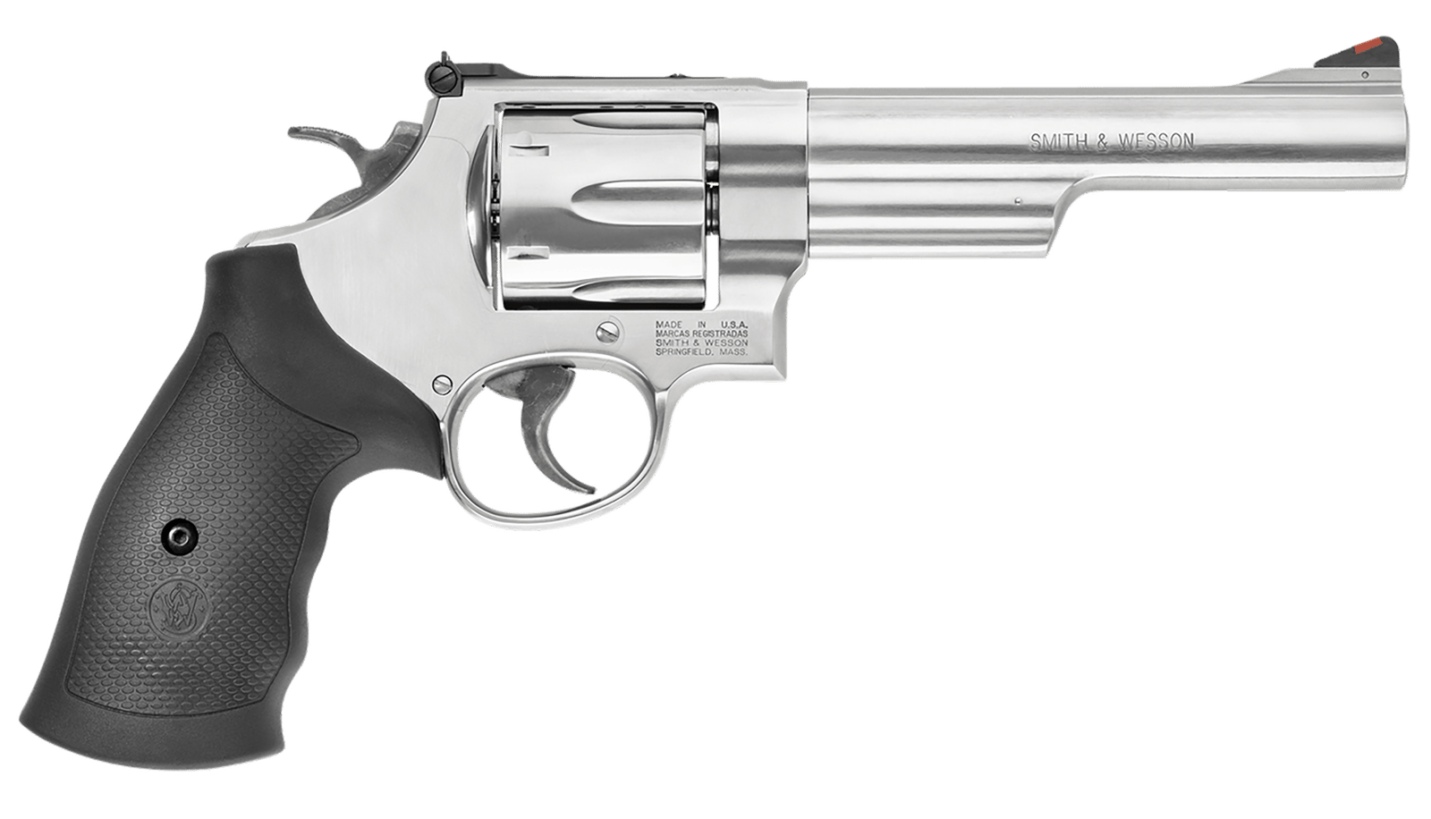 Smith & Wesson 163606 Model 629  44 Rem Mag or 44 S&W Spl Stainless Steel 6" Barrel & 6rd Cylinder, Satin Stainless Steel N-Frame,  Red Ramp Front/White Outline Rear Sights