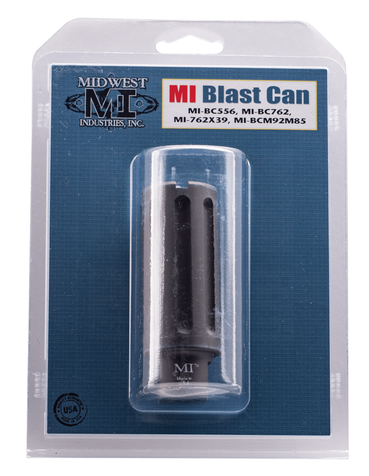 Midwest Industries MIBC556 Blast Can  Black Hardcoat Anodized 6061-T6 Aluminum with 1/2"-28 tpi Threads, 3.38" OAL & 1.20" Diameter for 5.56x45mm NATO AR-Platform