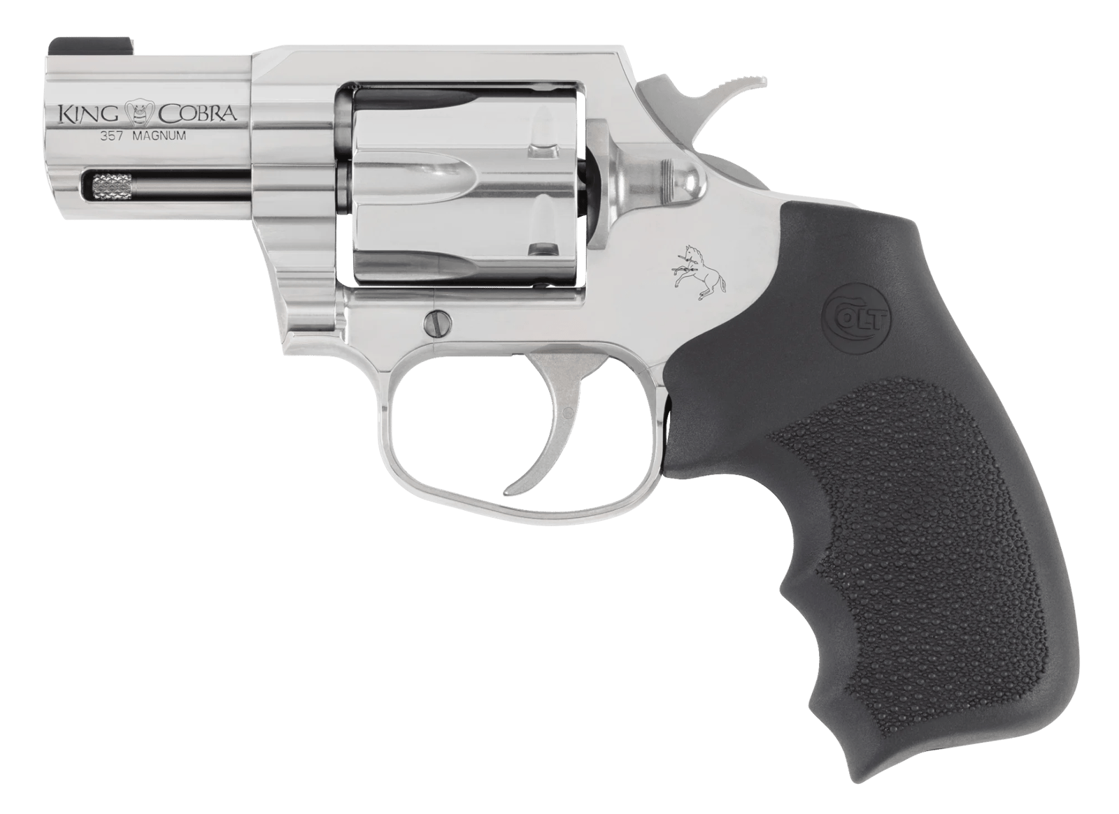 Colt Mfg KCOBRASB2RBBS King Cobra  Carry 357 Mag 6 Shot 2" Stainless Steel Barrel, Cylinder & Frame, Black Hogue Overmolded Grip