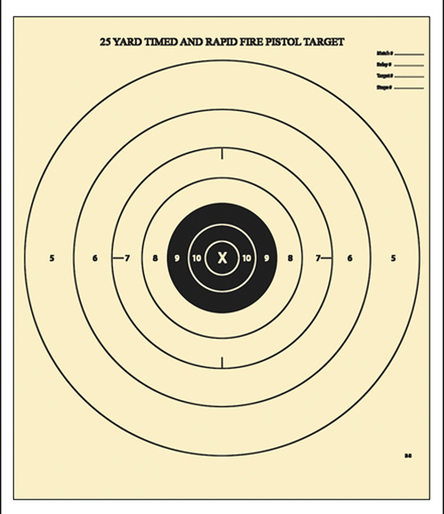 Action Target B8100 Competition NRA Time & Rapid Fire Bullseye Heavy Paper Hanging 25 yds Handgun 21" x 24" Black/White 100 Per Box
