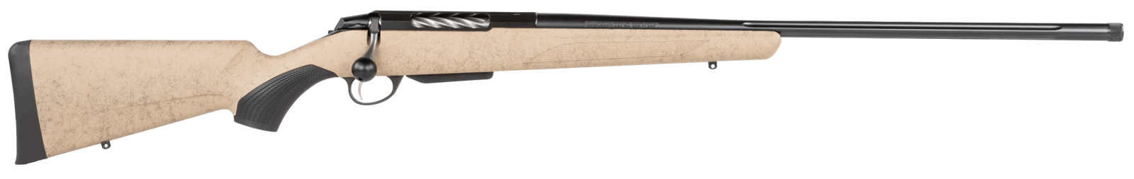 Tikka JRTXRT341 T3x Lite 300 WSM 3+1 24.30" Fluted/Threaded, Black Barrel/Rec, Black Webbed Tan Roughtech Synthetic Stock, Interchangeable Grip, Muzzle Brake