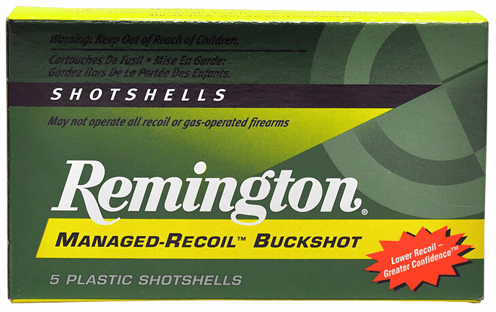 Remington Ammunition 20282 Managed Recoil Buckshot 12Gauge 2.75" 00Buck Shot 5 Per Box/20 Case