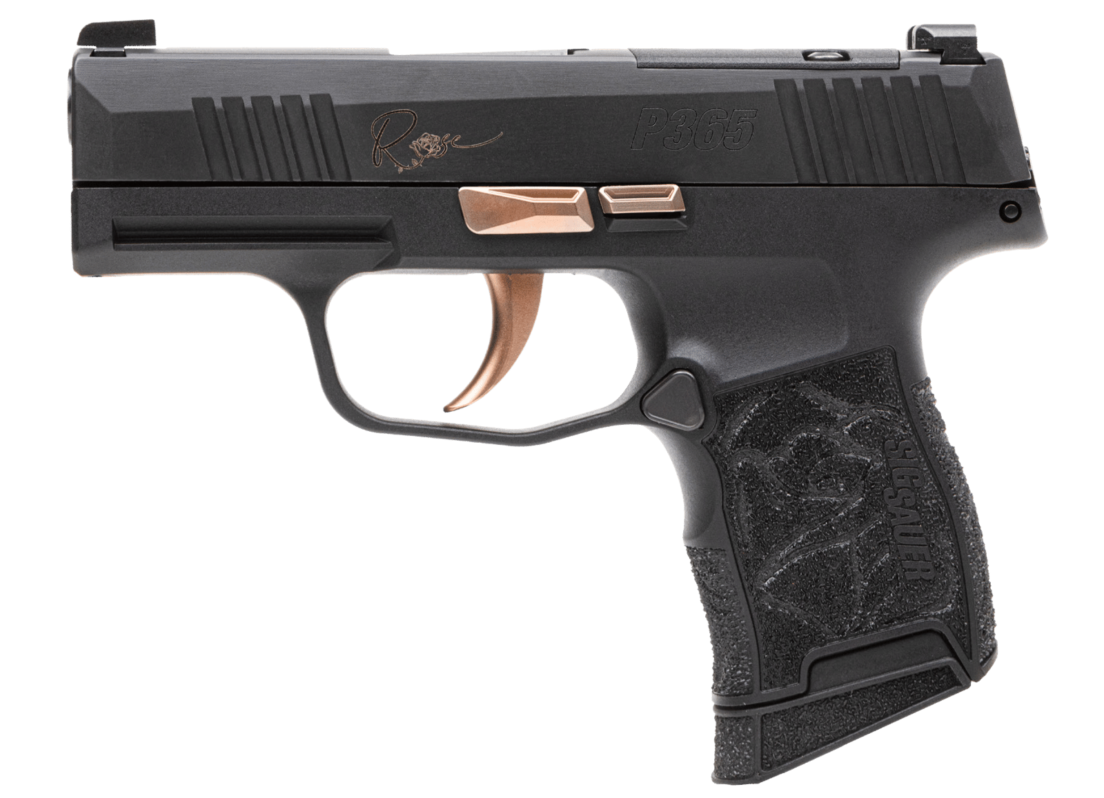 Sig Sauer 365380ROSE P365 Rose Kit Micro-Compact 380 ACP 10+1 3.10" Black Nitron Stainless Steel Optic Ready/Serrated Slide, Black w/Rose Gold Accents Stainless Steel Frame w/Accessory Rail, Black Las