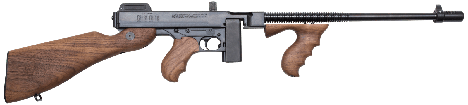 Thompson T110S 1927A-1 Deluxe 45 ACP Caliber with 16.50" Barrel, 10+1 Capacity (Stick), Blued Metal Finish, American Walnut Stock Wood Grip Right Hand