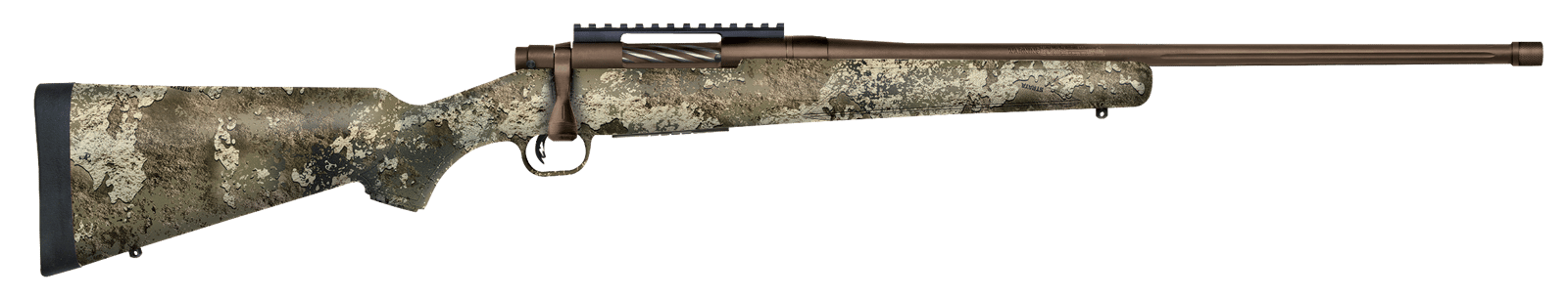 Mossberg 28046 Patriot Predator 6.5 Creedmoor Caliber with 5+1 Capacity, 22" Threaded/Fluted Barrel, Patriot Brown Cerakote Metal Finish & TrueTimber Strata Synthetic Stock Right Hand (Full Size)