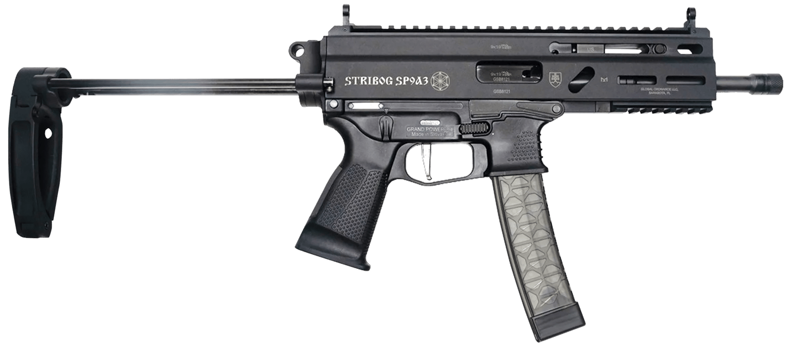 Grand Power 850003223124 Stribog SP9A3 9mm Luger 30+1 Black PDW Tailhook Brace