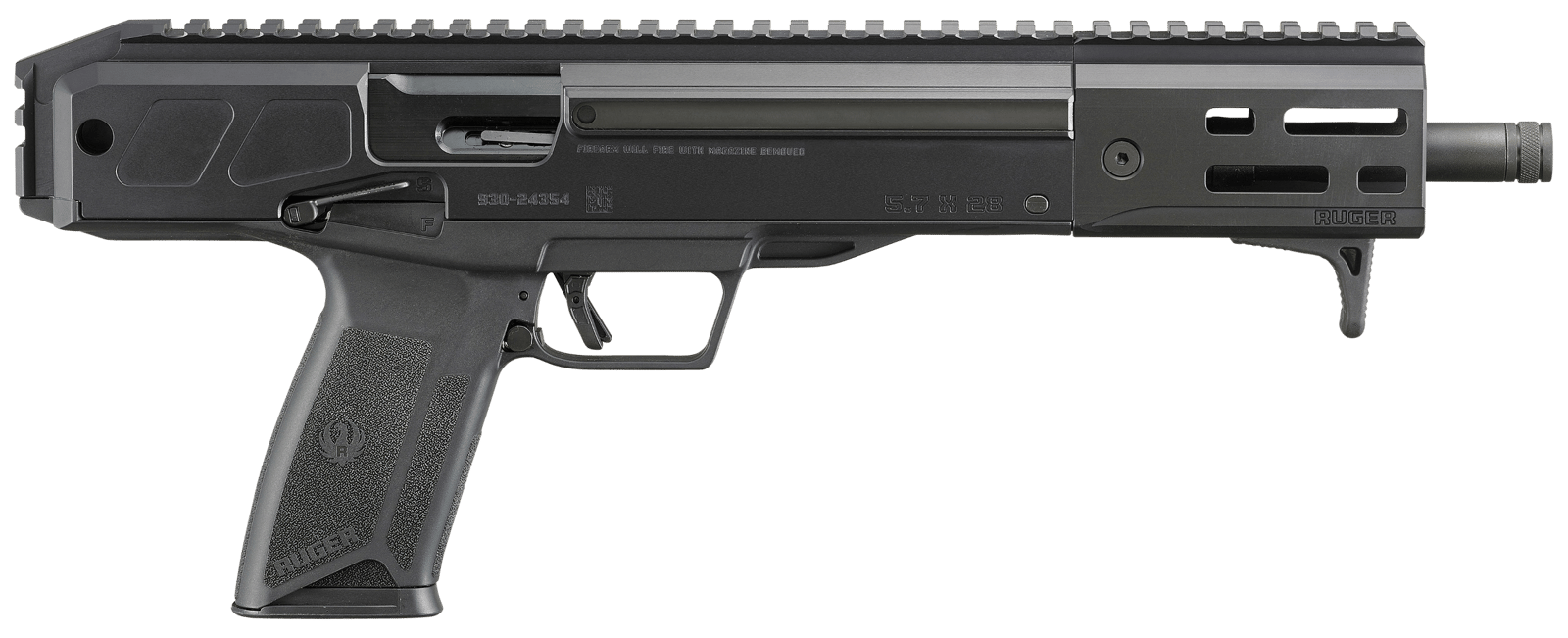 Ruger 19303 LC Charger 5.7x28mm 20+1 10.30" Black Nitride Steel Threaded Barrel, M-LOK Handguards, Black Hard Coat Anodized Picatinny Rail Receiver, Black Polymer Grips, Ambidextrous