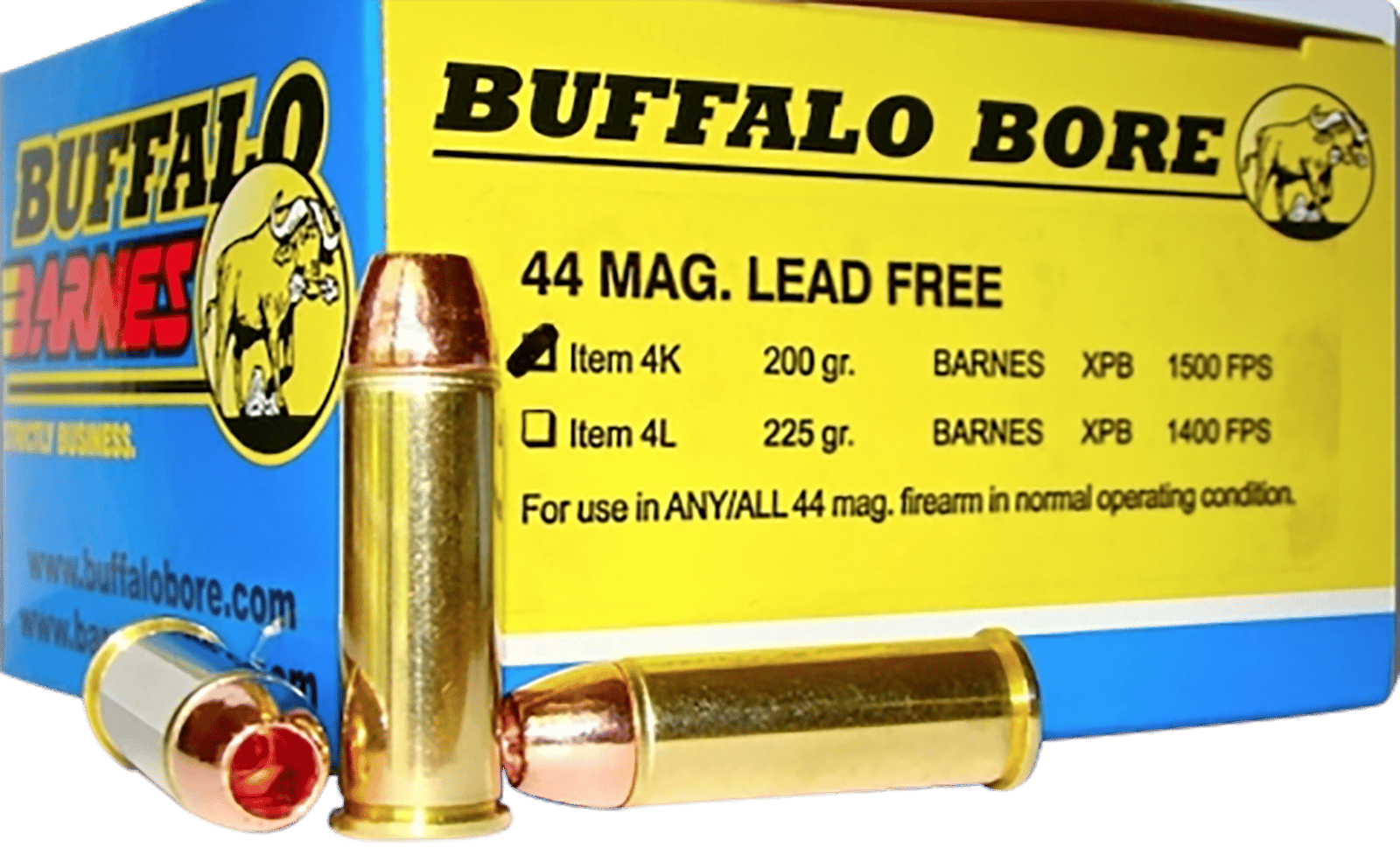 Buffalo Bore Ammunition 4K20 Buffalo-Barnes Strictly Business 44Rem Mag 200gr Barnes VOR-TX XPB Lead Free 20 Per Box/12 Case