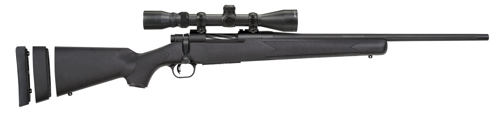 Mossberg 27840 Patriot Super Bantam 243 Win Caliber with 5+1 Capacity, 20" Fluted Barrel, Matte Blued Metal Finish & Black Synthetic Stock Right Hand (Youth) Include 3-9x40mm Scope