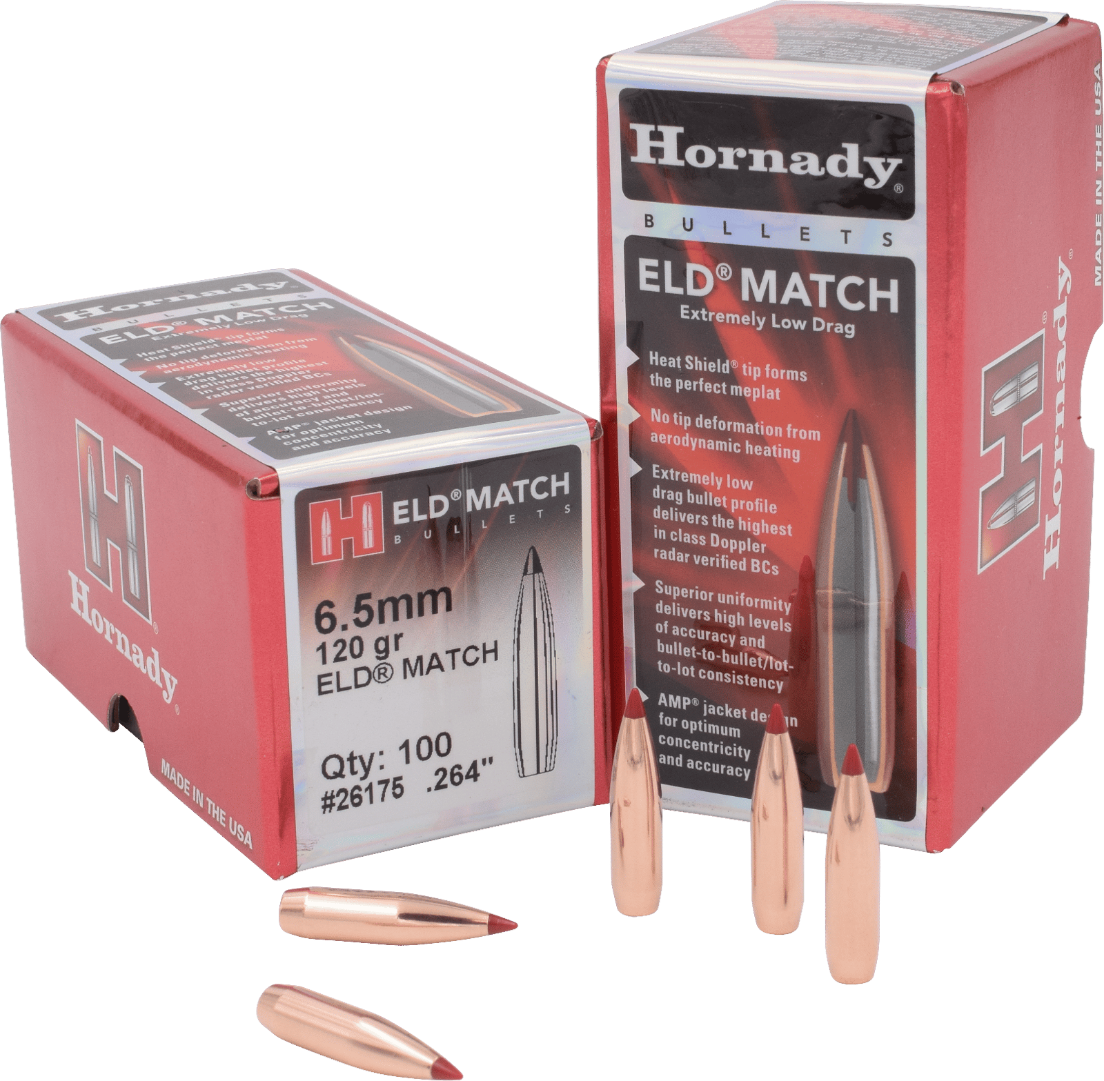 Hornady 26175 ELD Match  6.5mm .264 120 gr Extremely Low Drag Match 100 Per Box/ 25 Case