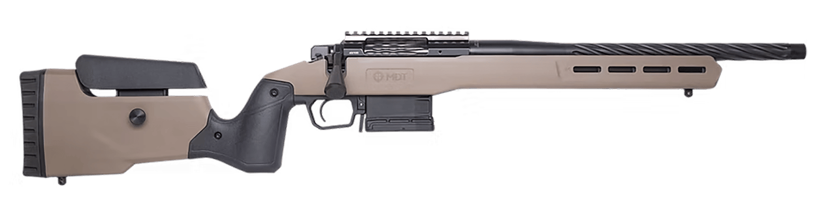 Cnc Firearms CNCFX722CM Faxon FX7 22 Creedmoor 5+1 16" Black Spiral Fluted Threaded Barrel, Black Receiver w/Picatinny Rail, MDT Flat Dark Earth Polymer Stock