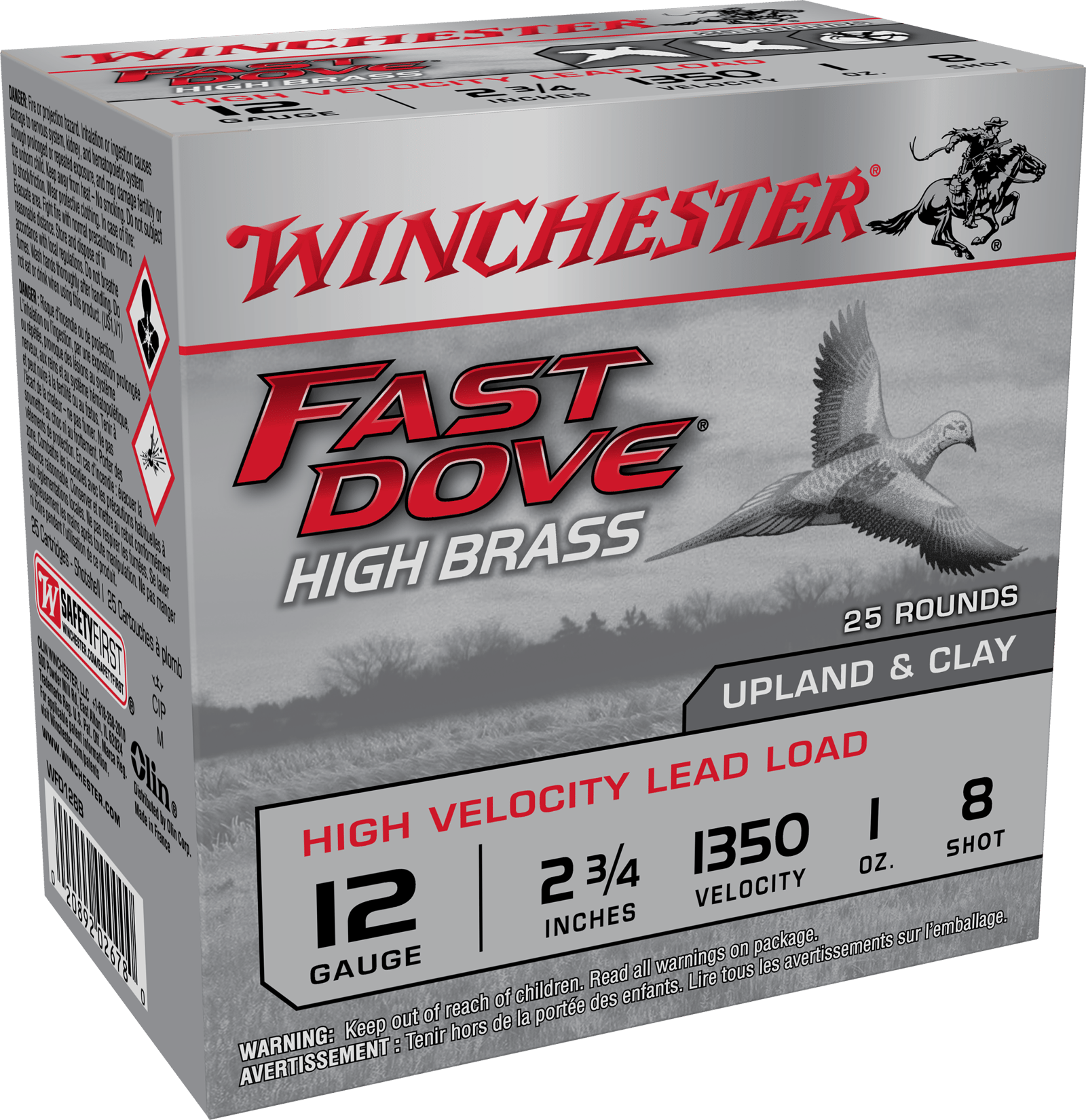 Winchester Ammo WFD128B Fast Dove & Clay High Brass 12Gauge 2.75" 1oz 8Shot 25 Per Box/10 Case