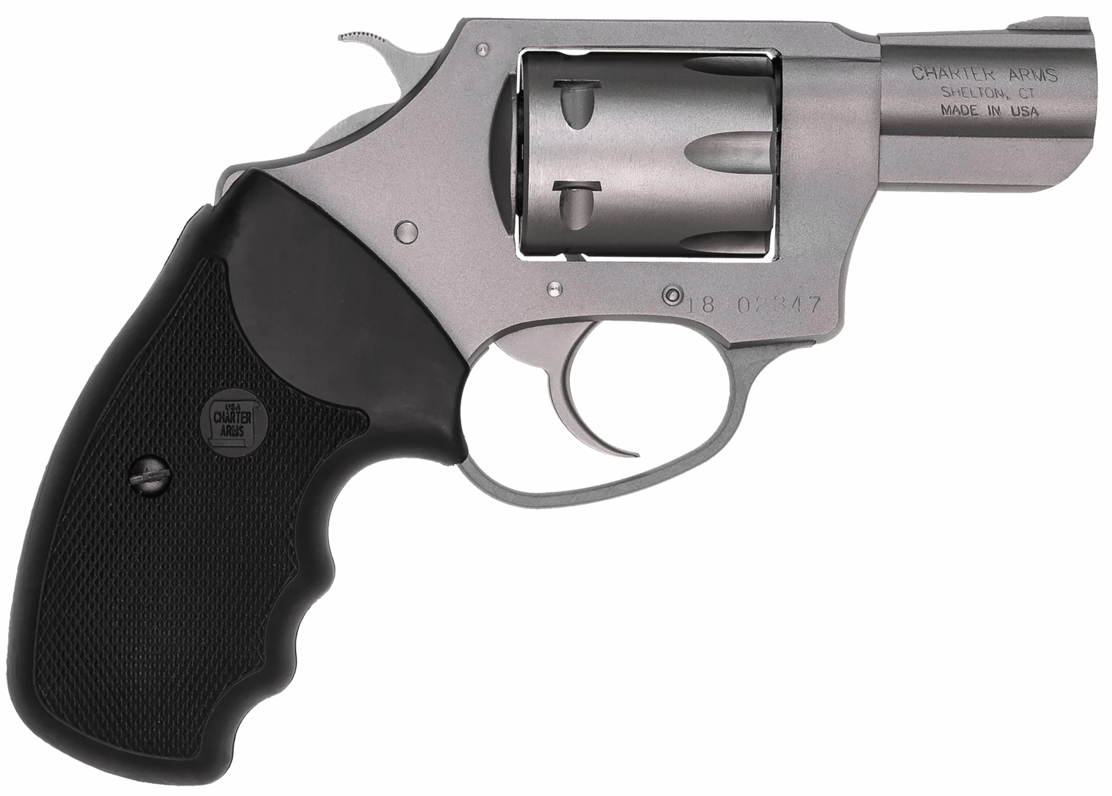 Charter Arms 72324 Pathfinder  Small 22 WMR, 8 Shot 2" Stainless Steel Barrel  & Cylinder, Anodized Aluminum Frame w/Black Finger Grooved Rubber Grip, Exposed Hammer