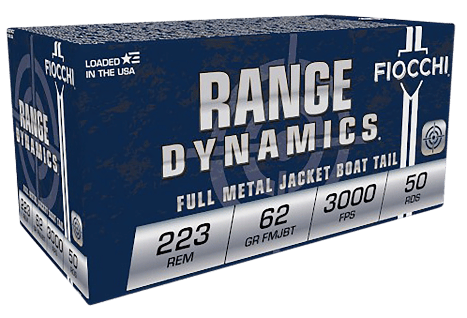Fiocchi 223C Range Dynamics  223Rem 62gr Full Metal Jacket Boat Tail 50 Per Box/20 Case