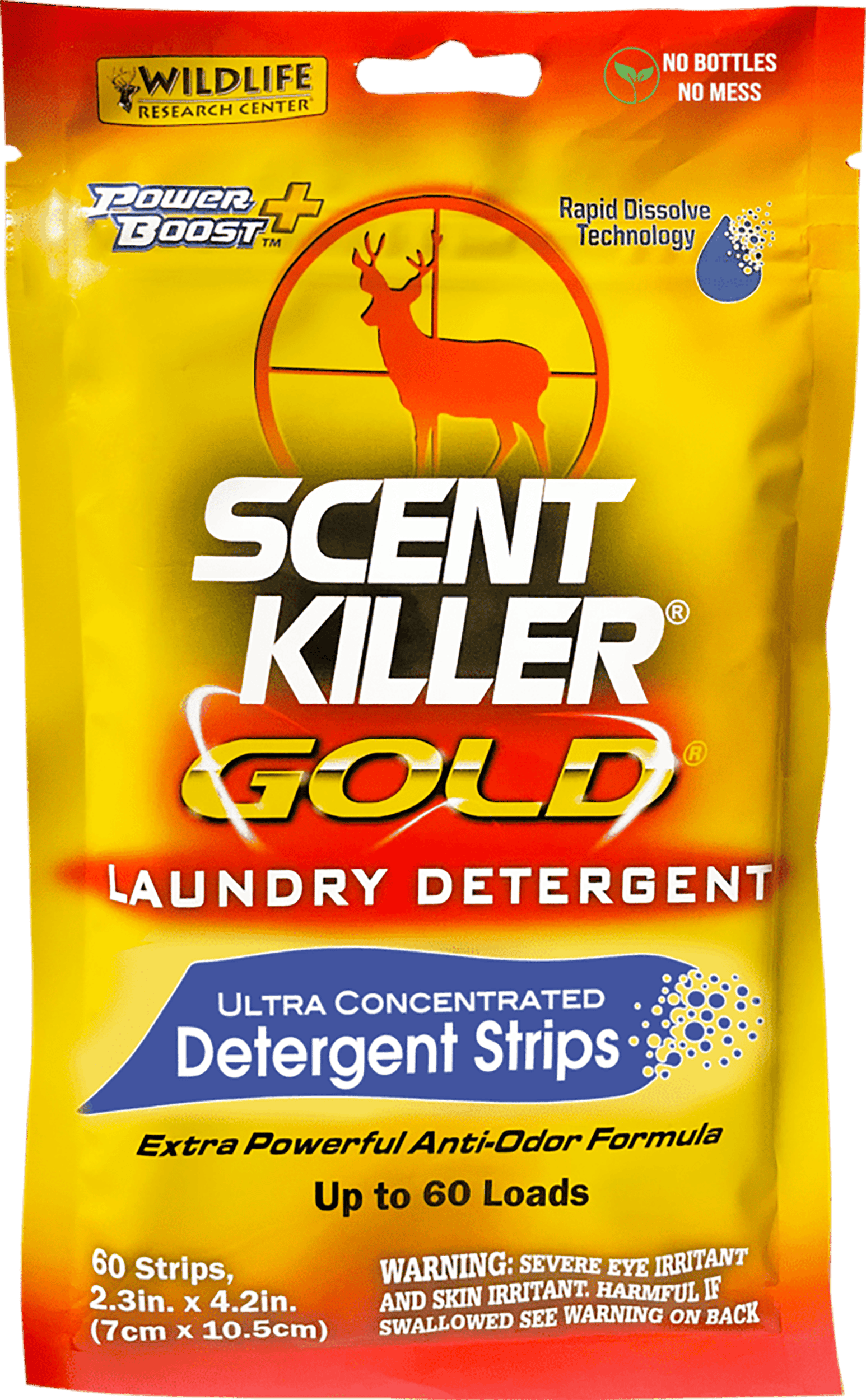 Wildlife Research 1285 Scent Killer Gold Laundry Detergent Strips Odor Eliminator Odorless Scent 60 Pack