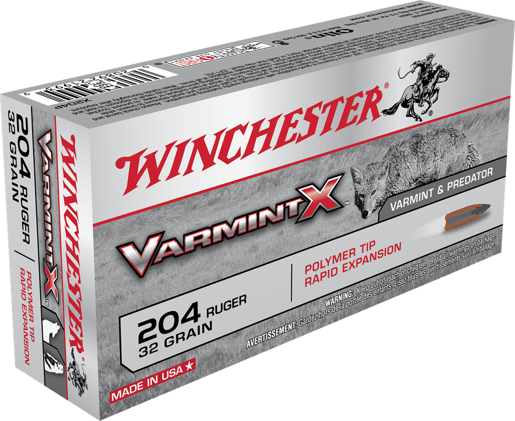 Winchester Ammo X204P Varmint X  204Ruger 32gr Polymer Tip Rapid Expansion 20 Per Box/10 Case