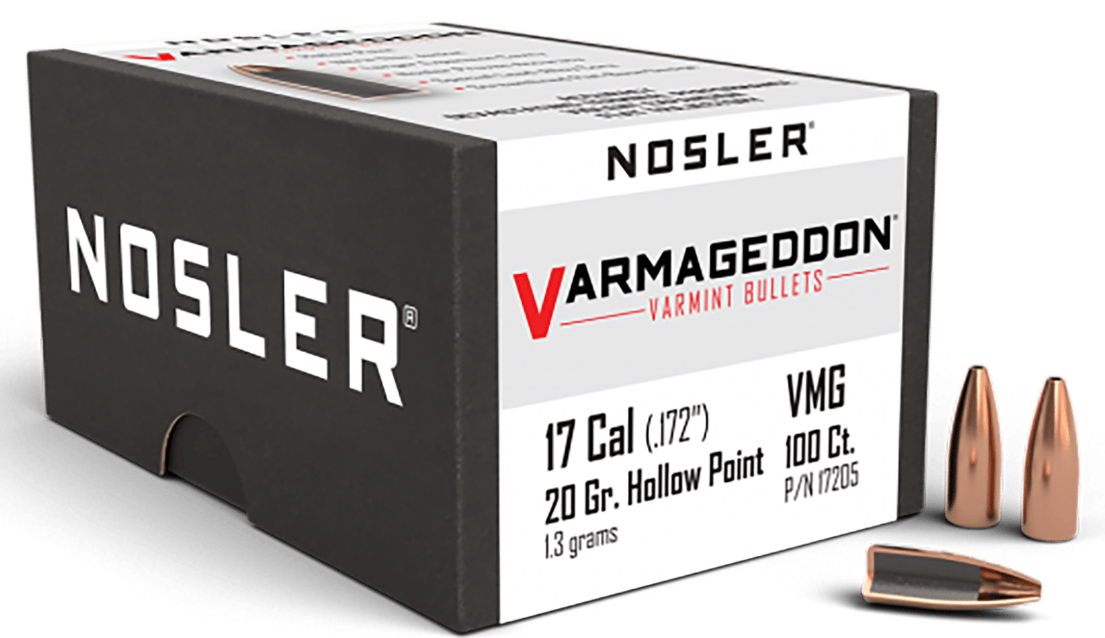 Nosler 17205 Varmageddon  17Cal 20gr Flat Base Hollow Point 100/Box