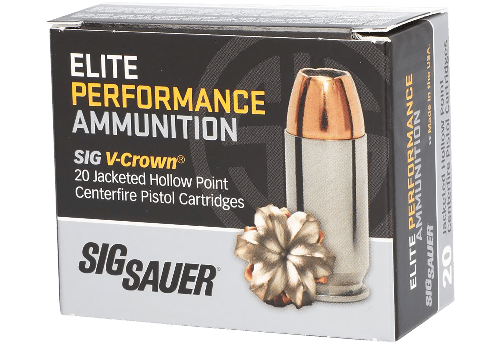Sig Sauer E40SW220 Elite Performance  40S&W 180gr V-Crown Jacketed Hollow Point 20 Per Box/10 Case