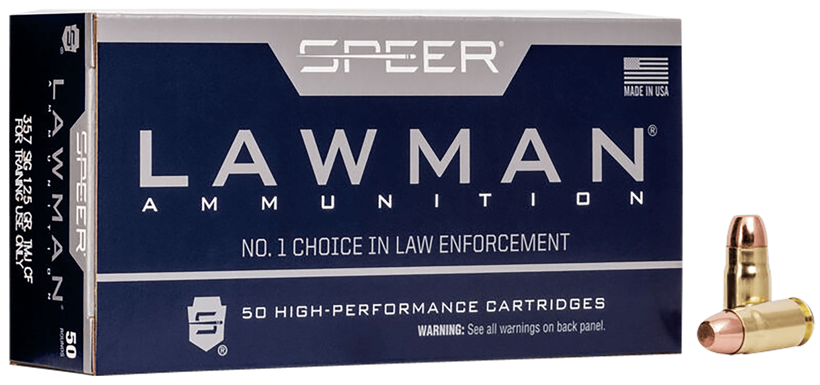 Speer 54232 Lawman Training Clean-Fire 357Sig 125gr Total Metal Jacket Flat Nose 50 Per Box/20 Case