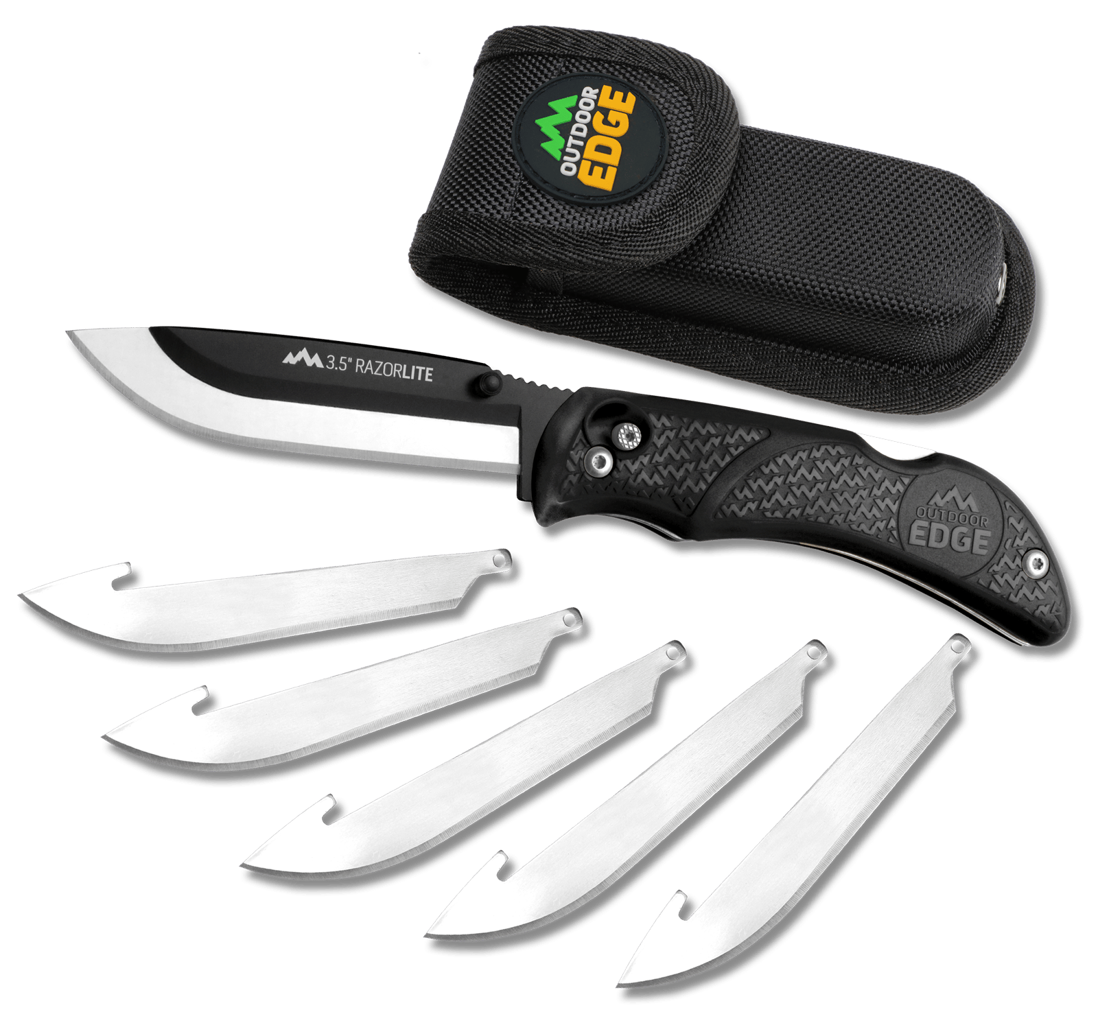 Outdoor Edge RL10C RazorLite  3.50" Folding Plain Black Oxide 420J2 SS Blade, Black TPR Handle