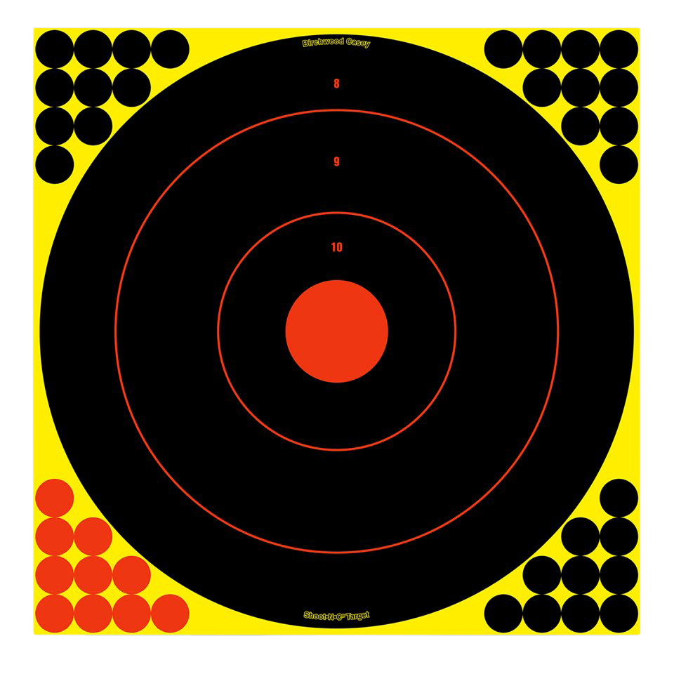 Birchwood Casey 34170 Shoot-N-C Reactive Target Self-Adhesive Paper Black/Yellow/Red 17.25" Bullseye 100 Pack