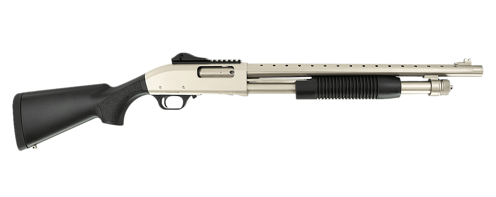 Tokarev USA 21000421 TX3 12MA1 12 Gauge Pump 3" 5+1 Shells 18.50" Nickel Anodized Ventilated Heat Shield Barrel, Nickel Anodized Receiver w/Picatinny Rail, Fixed Black Polymer Stock