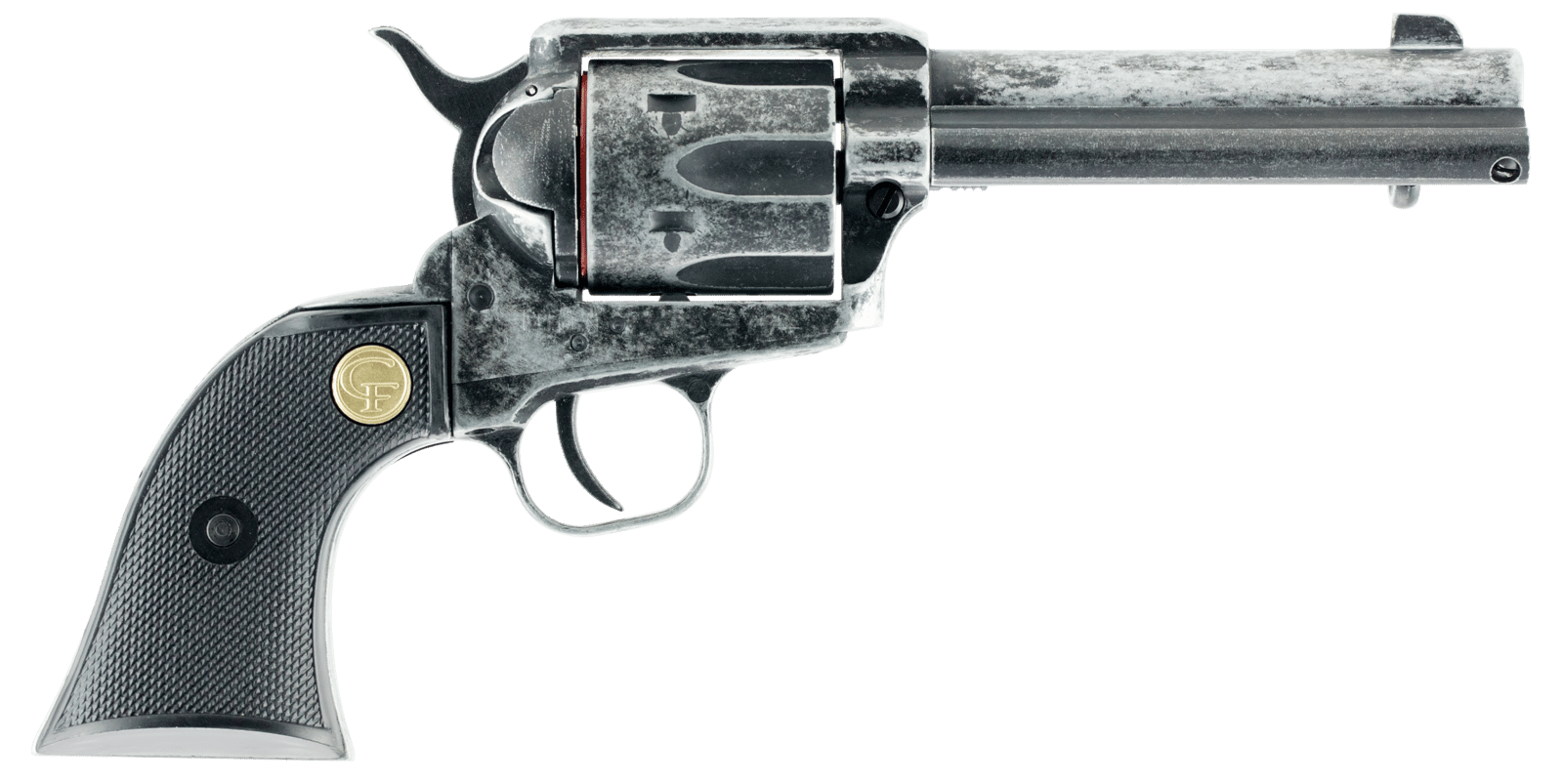 Chiappa Firearms 340089 SAA 1873  Medium Frame 22 LR 6 Shot, 4.75" Antiqued Steel Barrel, Antiqued Steel Frame, Antique Cylinder, Black Plastic Grip, Exposed Hammer