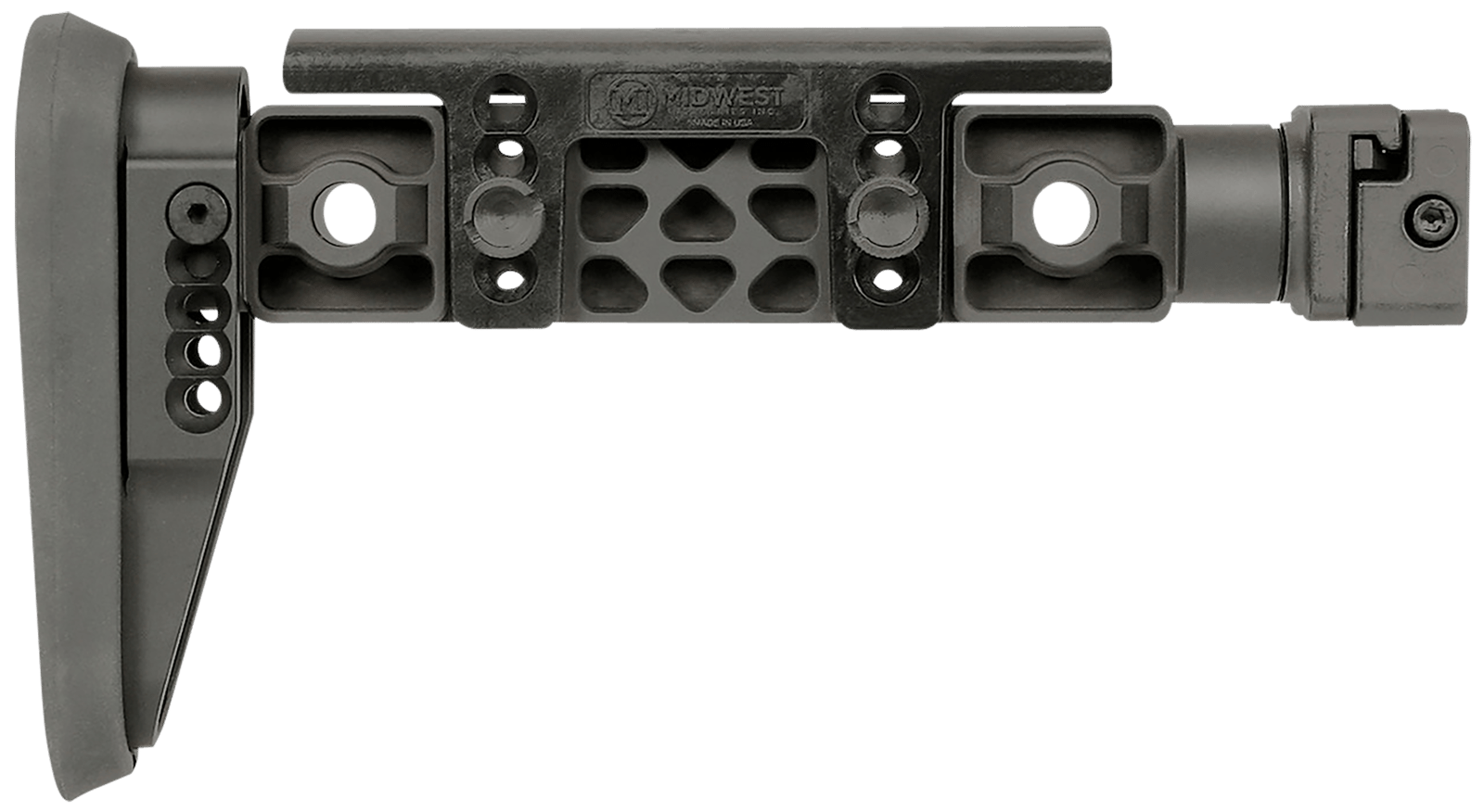Midwest Industries MIALPHAFBSF Alpha Fixed Beam Black Synthetic Side Folding Stock with Adjustable Cheekrest, Compatible w/ 1913 Picatinny Rail Adapter