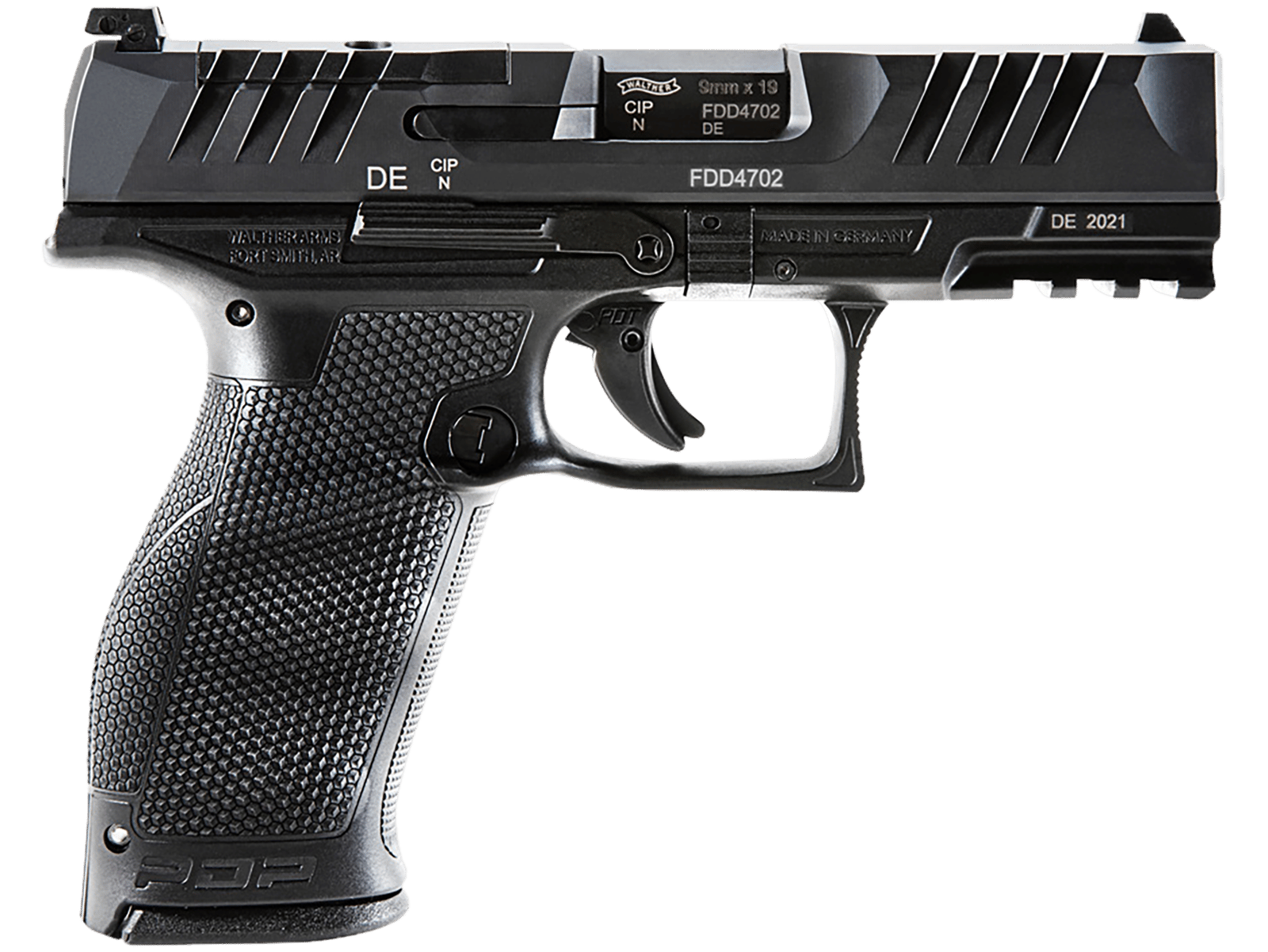 Walther Arms 2851237 PDP Optic Ready 9mm Luger 4" Barrel 18+1, Polymer Frame With Picatinny Acc. Rail, Optic Cut Super Terrain Serrated Steel Slide, Performance Duty Trigger, Manual Safety