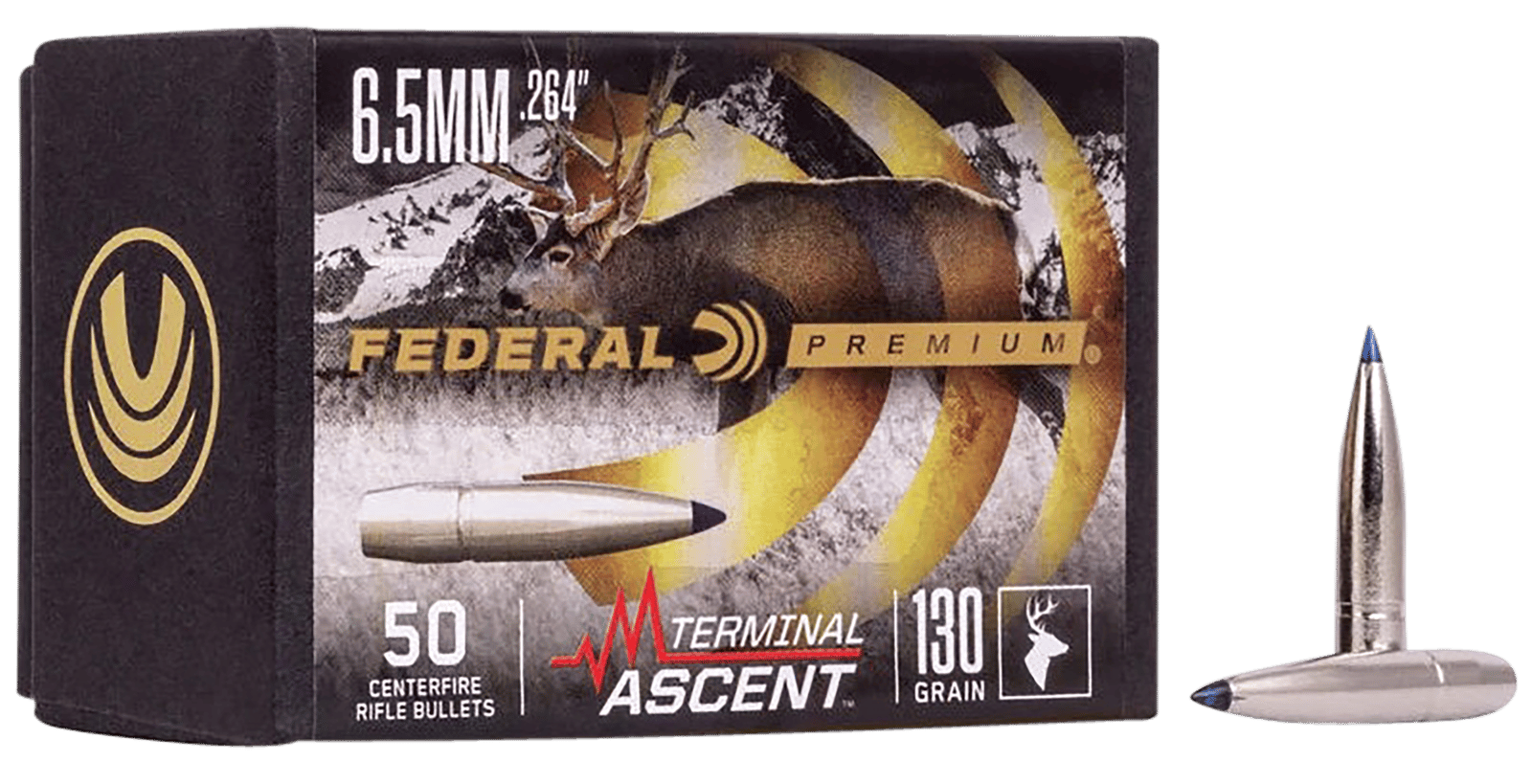 Federal PB264TA1 Premium Terminal Ascent Component 6.5mm 130gr 50 Per Box/4 Case