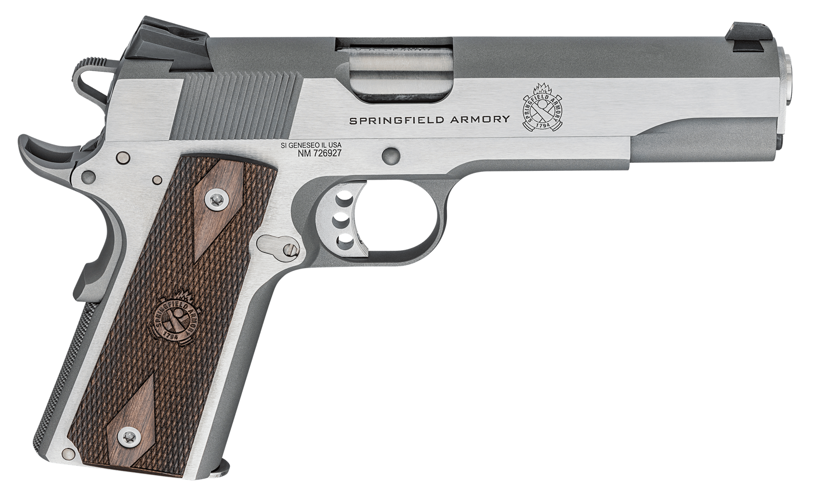 Springfield Armory PX9420S 1911 Garrison 45 ACP 7+1 5" Stainless Match Grade Steel Barrel, Serrated Stainless Steel Slide, Stainless Steel Frame w/Beavertail, Thin-Line Wood Grip