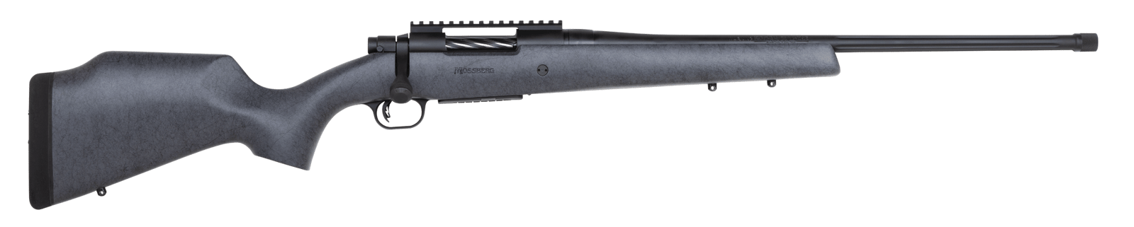 Mossberg 28101 Patriot Long Range Hunter 308 Win Caliber with 5+1 Capacity, 22" Barrel, Threaded/Fluted Matte Blued Metal Finish & Sniper Gray Fixed Monte Carlo Stock Right Hand (Full Size)