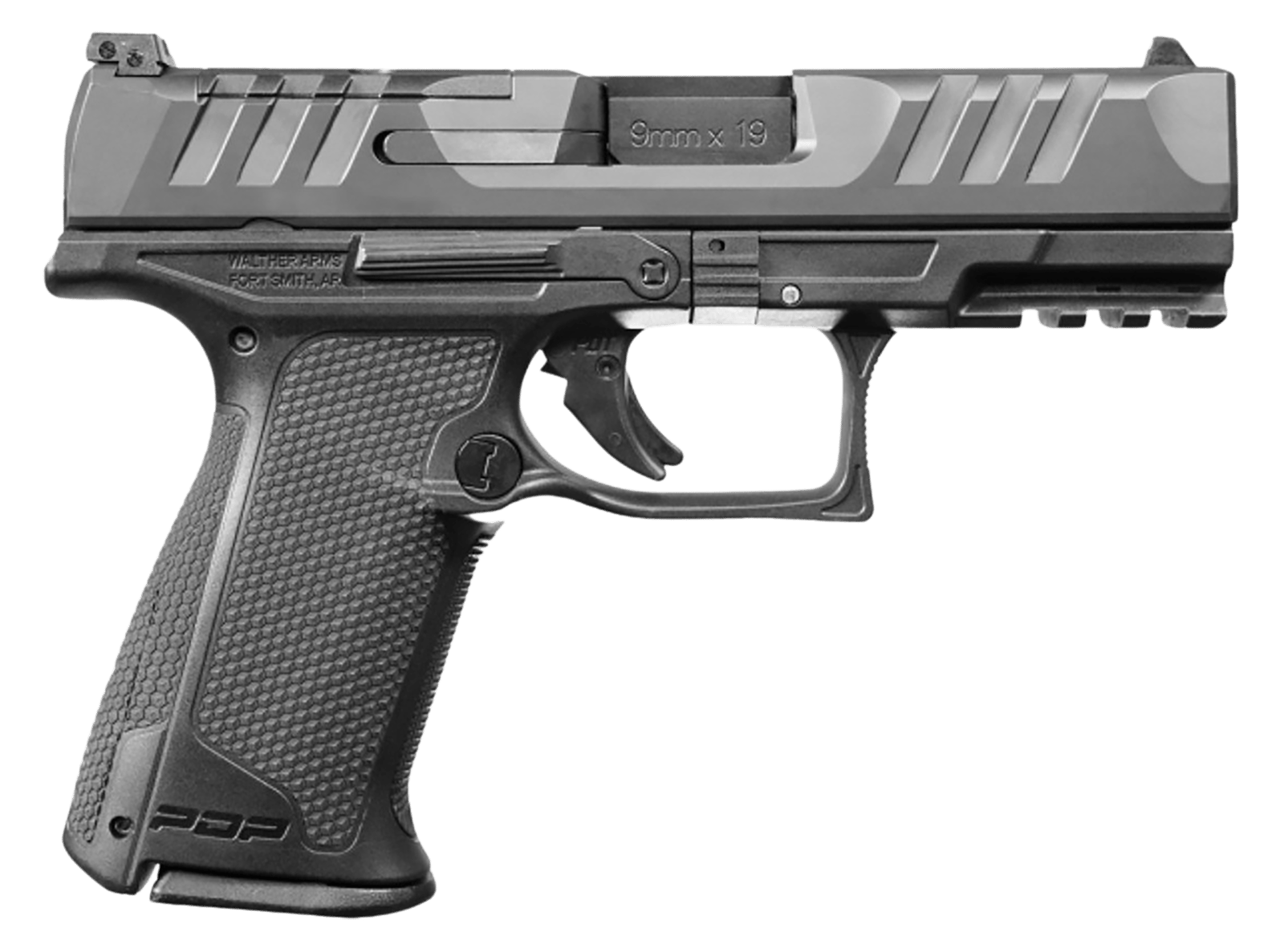 Walther Arms 2842734 PDP F-Series 9mm Luger 15+1 4" Black Steel Barrel, Black Optic Ready/Serrated Slide, Black Polymer Frame w/Picatinny Rail, Black Performance Duty Texture Grips, Ambidextrous
