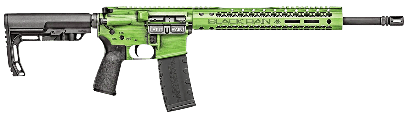 Black Rain Ordnance BROFUSIONZGB Spec15 Fusion 5.56x45mm NATO 30+1 16", Zombie Green Battleworn, 12" M-LOK, MFT EPG16 Grip/Minimalist Stock