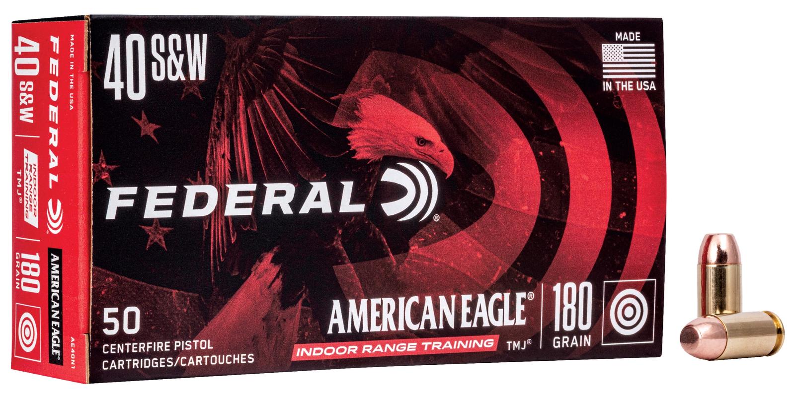 Federal AE40N1 American Eagle Indoor Range Training 40S&W 180gr Total Metal Jacket 50 Per Box/20 Case