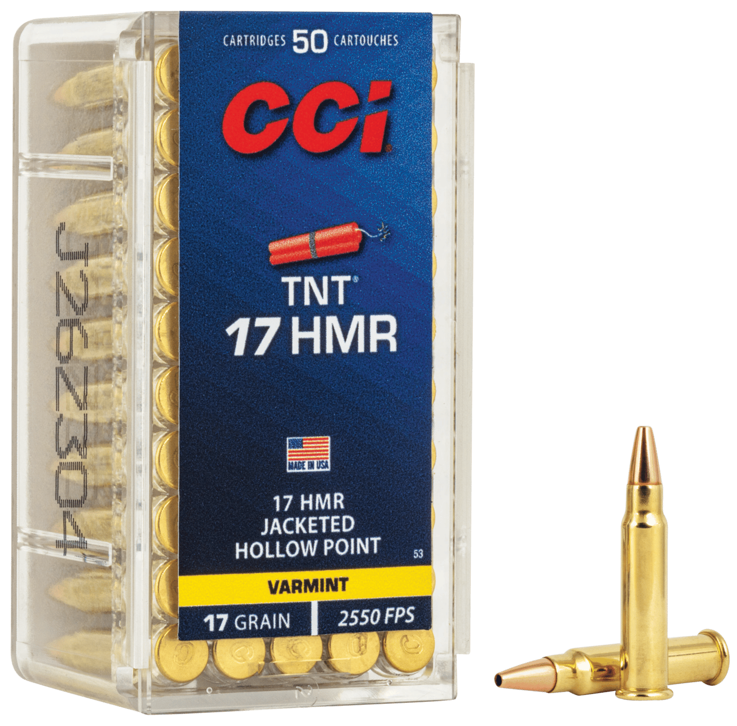 CCI 0053 TNT  17HMR 17gr Jacketeded Hollow Point 50 Per Box/40 Case