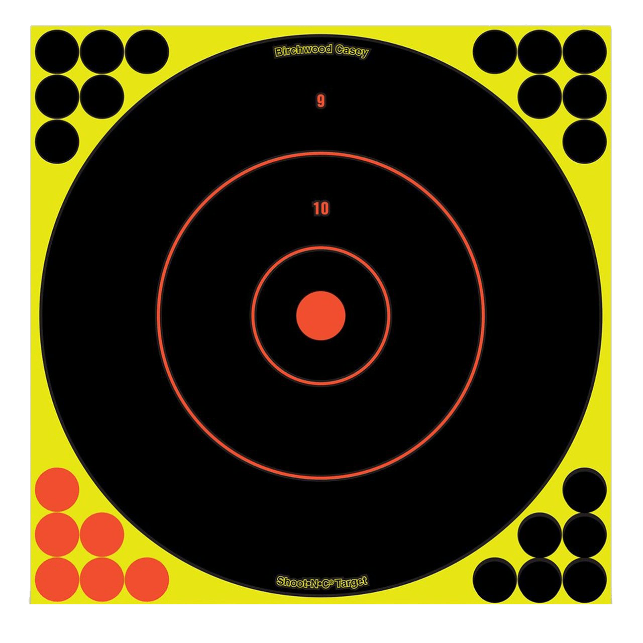 Birchwood Casey 34070 Shoot-N-C Reactive Target Self-Adhesive Paper Black/Yellow/Red 12" Bullseye 100 Pack