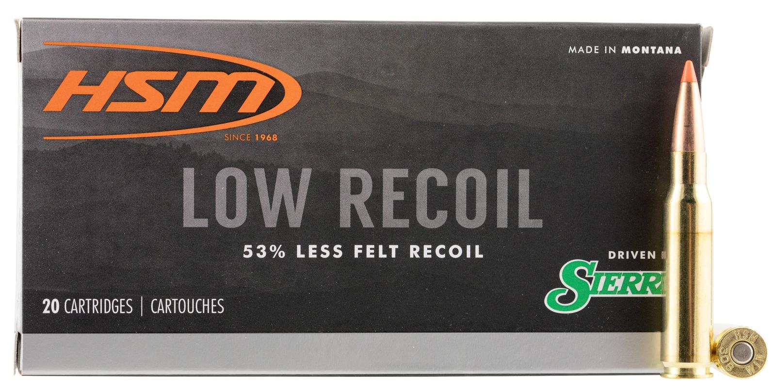 HSM 30844N Low Recoil  308 Win 150 gr Orange Polymer Tip 20 Per Box/ 25 Case