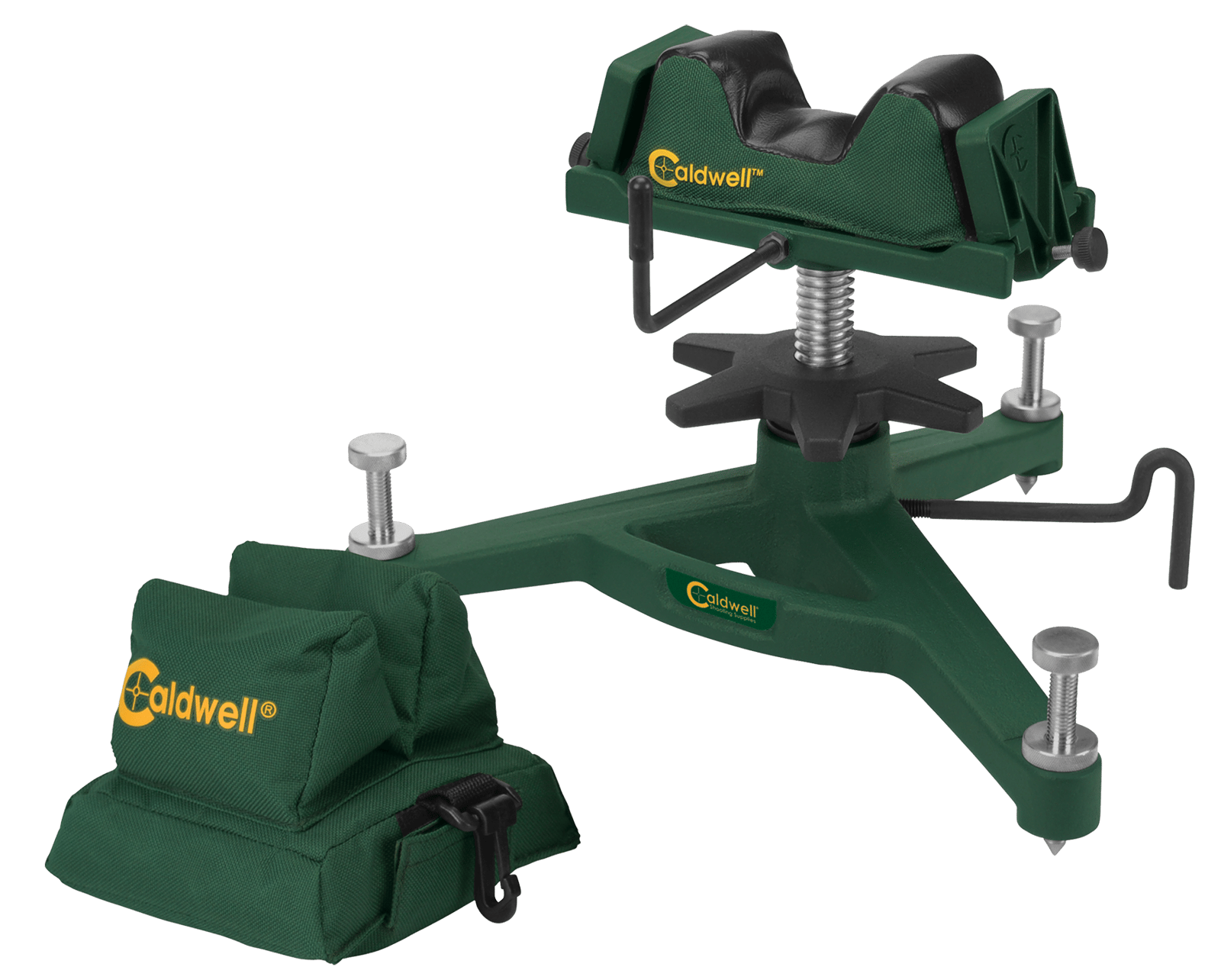 Caldwell 383640 Rock Front Shooting Rest Padded Rear Filled Canvas Bag Combo Grn