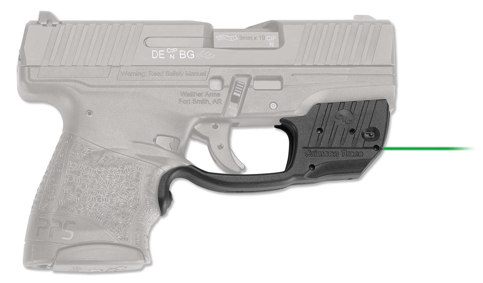 Crimson Trace 0158101 Laserguard  Fits Walther PPS M2, Green Laser Black Polymer
