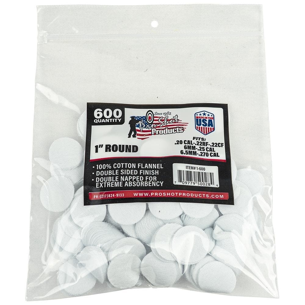 Pro-Shot 1" Round 100% Cotton Patches 600/ct