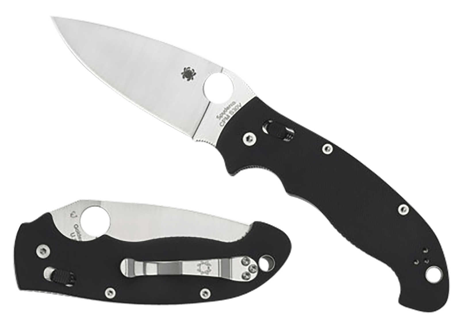 Spyderco C95GP2 Manix 2  XL 3.85" Folding Plain Satin CPM S30V SS Blade/Black Textured G10 Handle Includes Pocket Clip