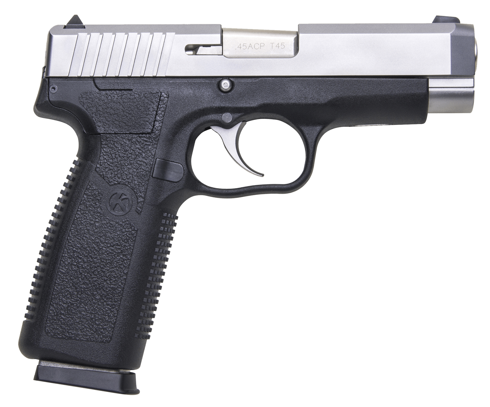 Kahr Arms CT4543 CT45  45 ACP 7+1 4" Stainless Steel Barrel, Matte Serrated Stainless Steel Slide, Black Polymer Frame, Black Textured Polymer Grip, Right Hand