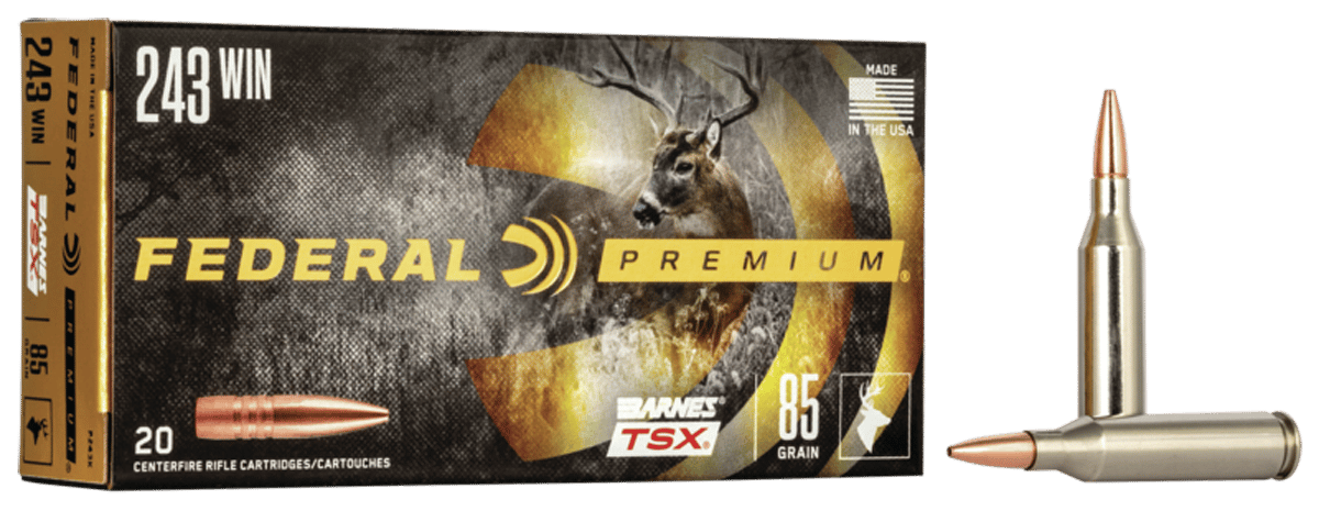 Federal P243K Premium  243Win 85gr Barnes TSX 20 Per Box/10 Case