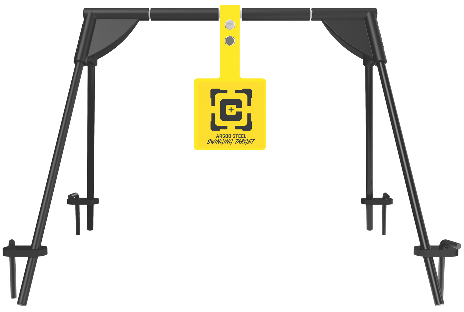 Caldwell 1187590 Swinging Rifle Black/Yellow AR500 Steel Hanging Standing Includes Ground Stakes