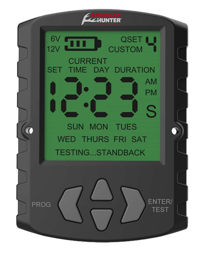 American Hunter AHUTM Universal Digital Timer  6/12 Volt, 1-30 Seconds Feed Rate, 2 Quick/16 Custom Settings