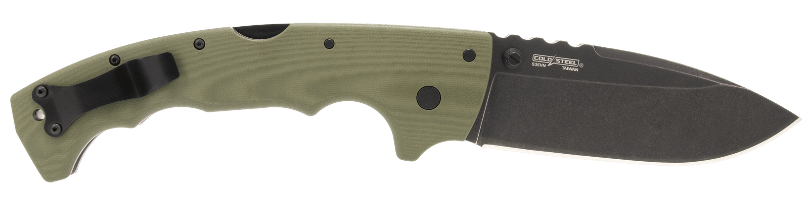 Cold Steel CSFL50MAX 5-Max  5" Folding Drop Point Plain Black Stonewashed S35VN Blade, 7.13" OD Green Textured G10 Handle