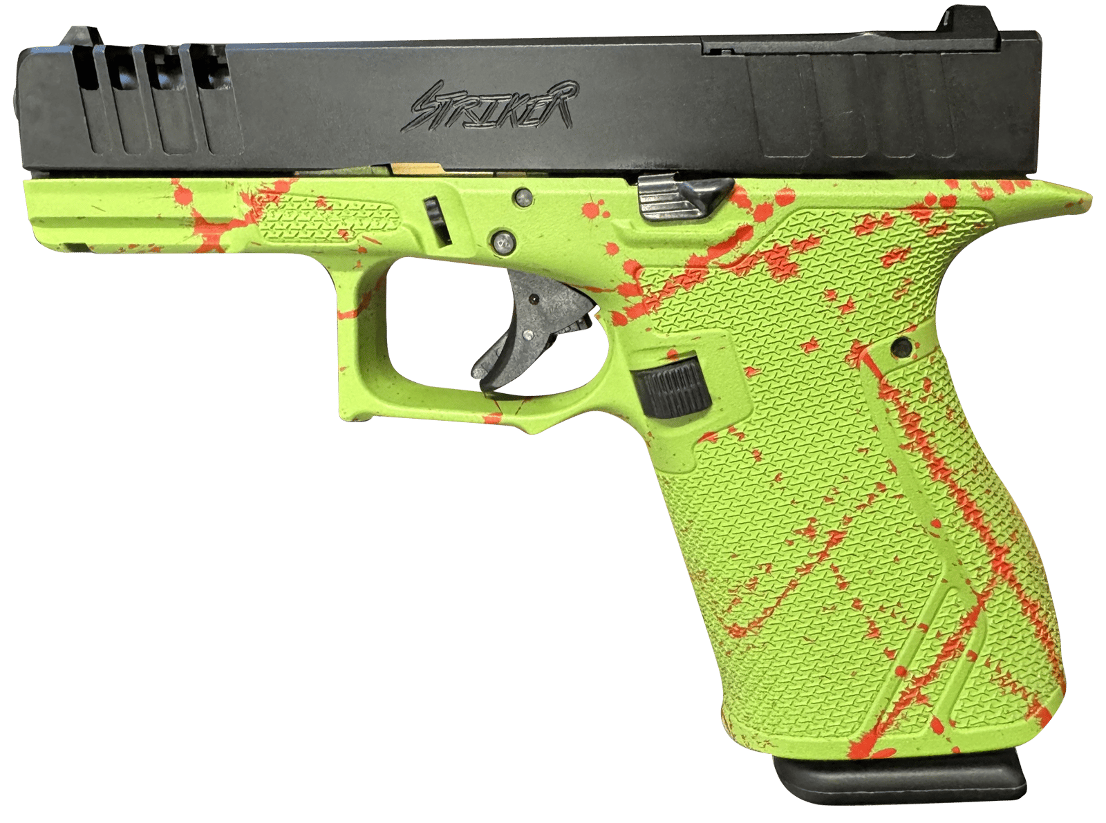 Great Lakes Firearms GL19SZOM Striker  Compact Frame 9mm Luger 15+1 4" Black Nitride Steel Barrel, Black Cerakote Serrated w/Slide Cuts Steel Slide, Zombie Cerakote Polymer Frame & Grip, Ambidextrous