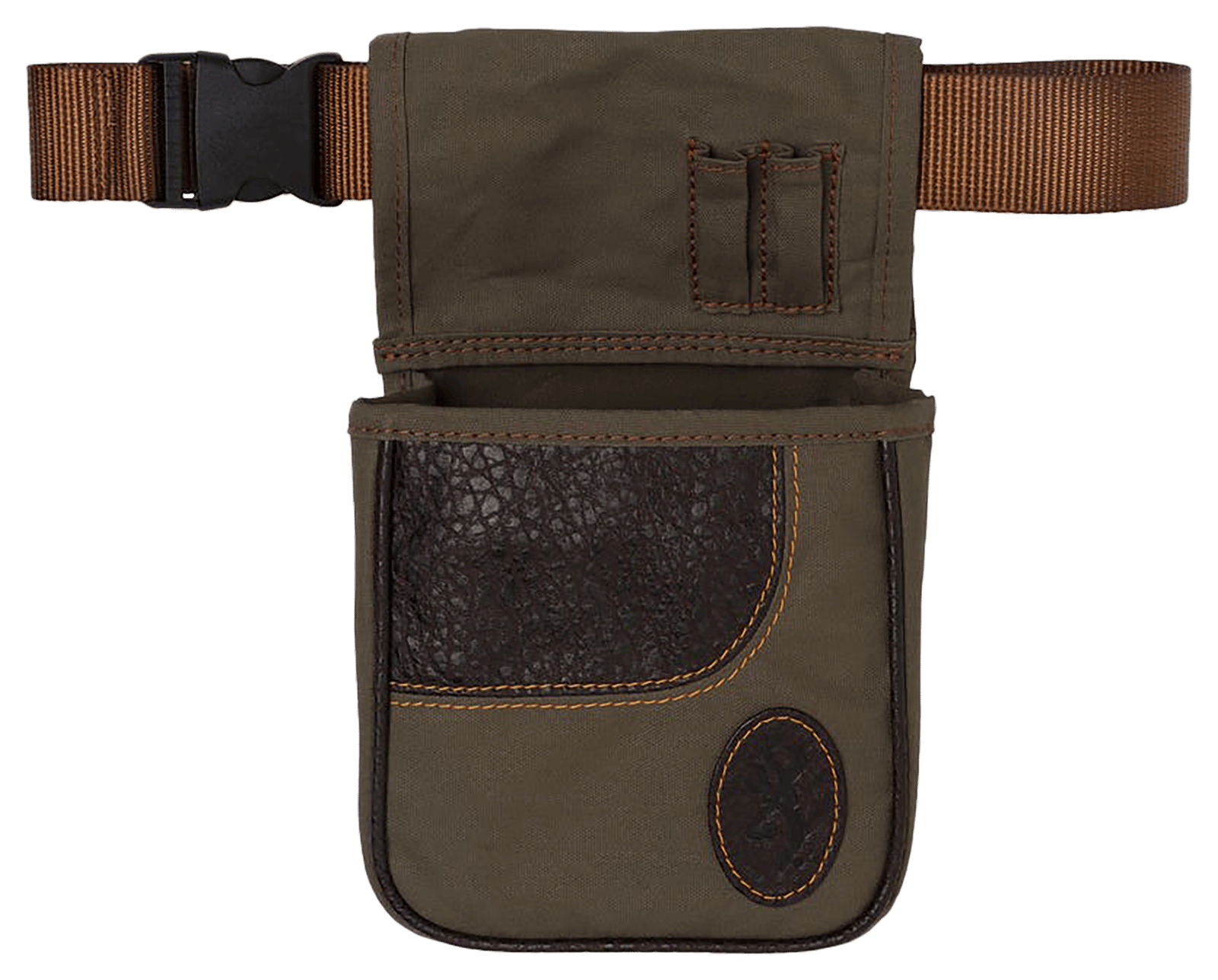 Browning 121504843 Laredo Shell Pouch Olive Canvas/Leather Belt Mount