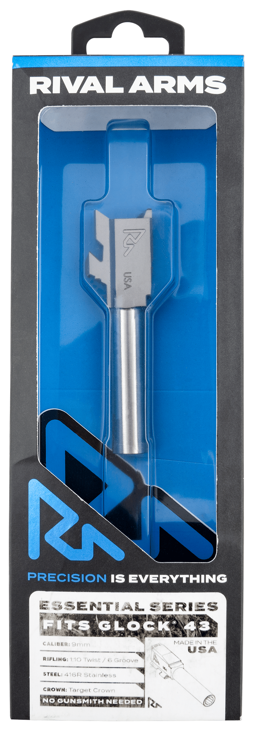 Rival Arms RARA22G301D Essential V2 Match Grade 9mm Luger 3.41" Stainless Steel, Fits Glock 43/43X